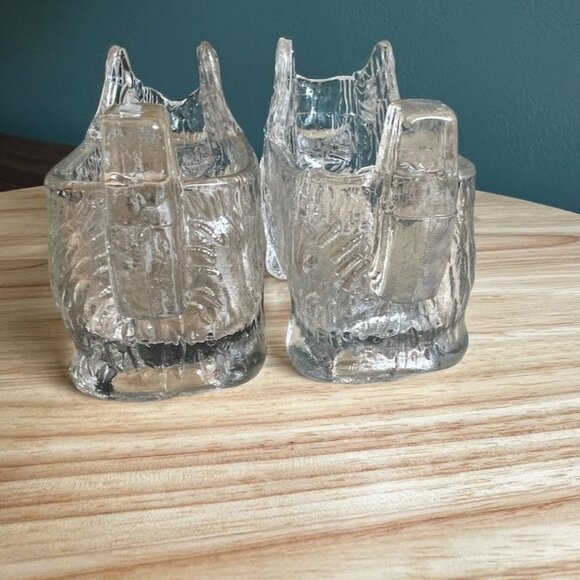 Pr Vtg Glass Scottie Dog Terrier Spoon Rest Dish Clear Textured - Picture 9 of 10